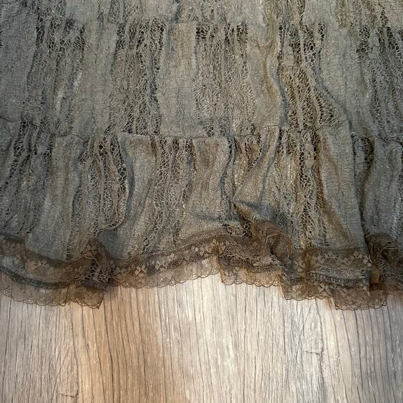 Free People Lace Sheer Midi Dress Tie Back Bow Button Down‎ Womens Size Small - Picture 5 of 8